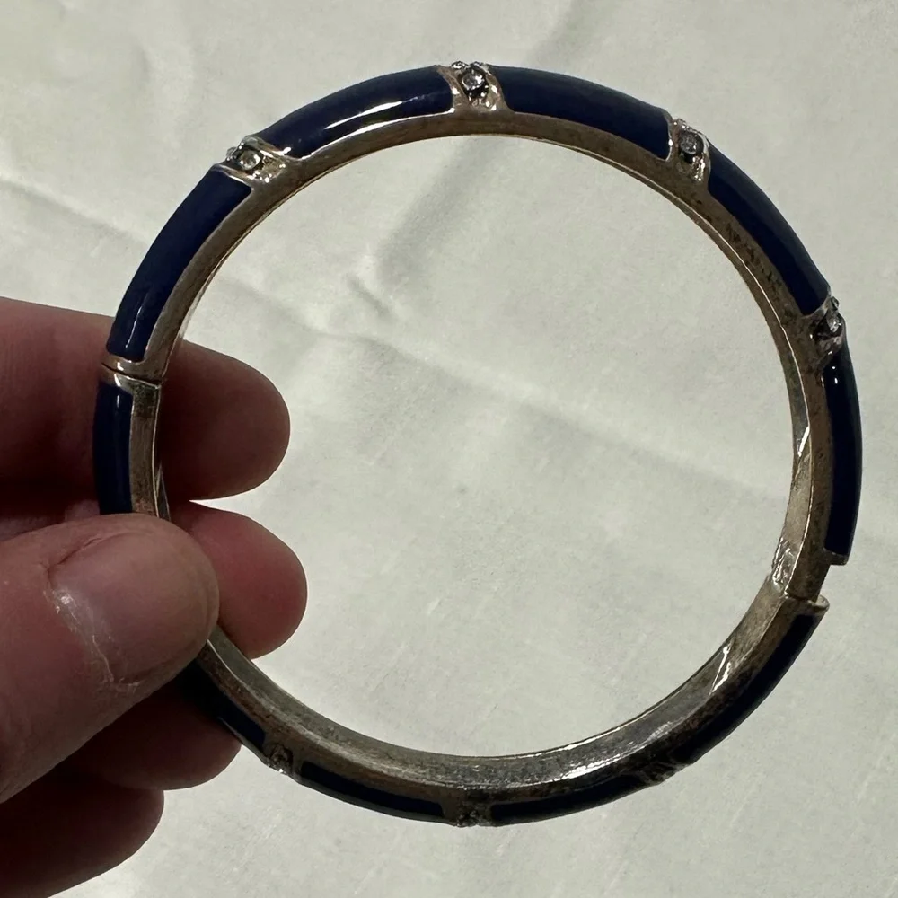 Blue and Silver Hinged Bangle